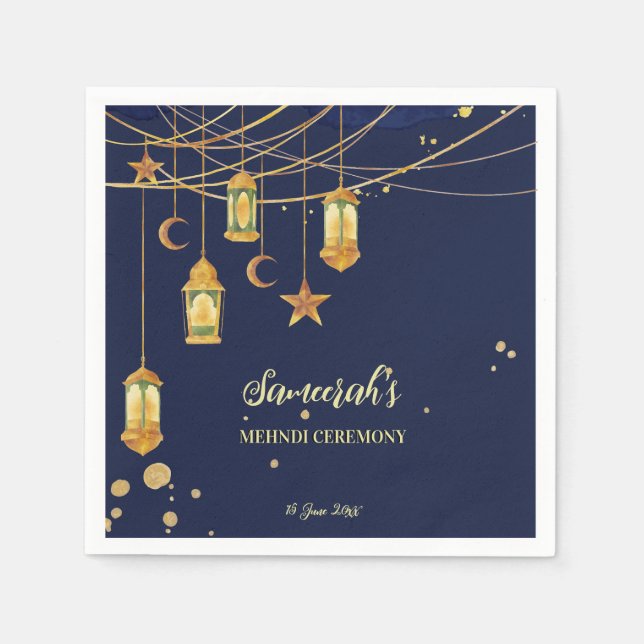 Moroccan lanterns starry night personalized Mehndi Napkin (Front)