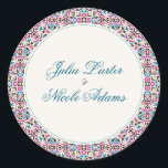 Moroccan Lattice Geometric Mandala Wedding Classic Round Sticker<br><div class="desc">Beautiful Invitation to celebrate Special occasions and festivals comes with digital and E-invitation as per your request. We would love to replicate our designs to make multiple products like rsvp cards, labels envelopes, and more. Customization is available for ready to print on request at info@shamaurcreatif@gmail.com. Look Forward to hearing from...</div>