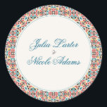 Moroccan Lattice Geometric Mandala Wedding Classic Round Sticker<br><div class="desc">Beautiful Invitation to celebrate Special occasions and festivals comes with digital and E-invitation as per your request. We would love to replicate our designs to make multiple products like rsvp cards, labels envelopes, and more. Customization is available for ready to print on request at info@shamaurcreatif@gmail.com. Look Forward to hearing from...</div>