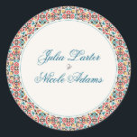Moroccan Lattice Geometric Mandala Wedding Classic Round Sticker<br><div class="desc">Beautiful Invitation to celebrate Special occasions and festivals comes with digital and E-invitation as per your request. We would love to replicate our designs to make multiple products like rsvp cards, labels envelopes, and more. Customization is available for ready to print on request at info@shamaurcreatif@gmail.com. Look Forward to hearing from...</div>