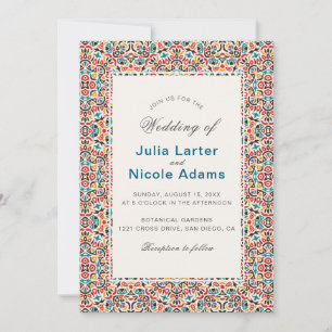 Moroccan Lattice Geometric Mandala Wedding Invitation