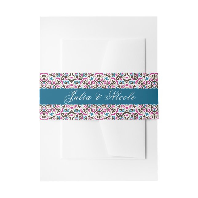 Moroccan Lattice Geometric Mandala Wedding Invitation Belly Band (Front Example)