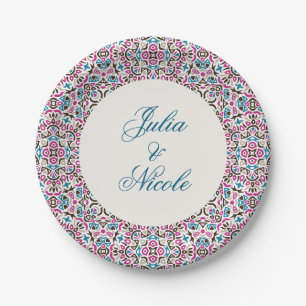 Moroccan Lattice Geometric Mandala Wedding Paper Plate