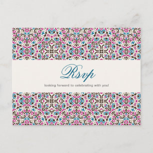 Moroccan Lattice Geometric Mandala Wedding Postcard