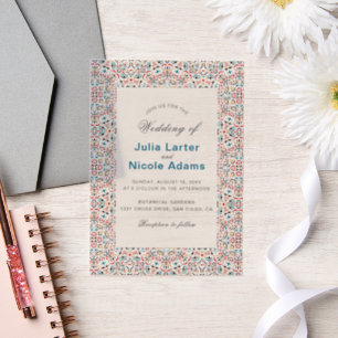 Moroccan Lattice Geometric Mandala Wedding Vellum Invitations