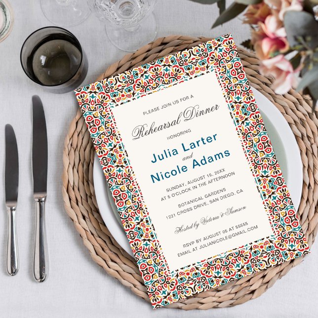 Moroccan Lattice Geometry Mandala Rehearsal Dinner Invitation (Creator Uploaded)