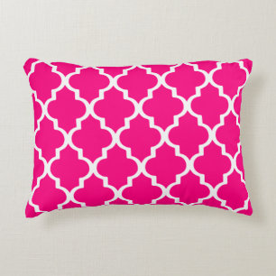 Moroccan Lattice Pattern Pillow - Hot Pink
