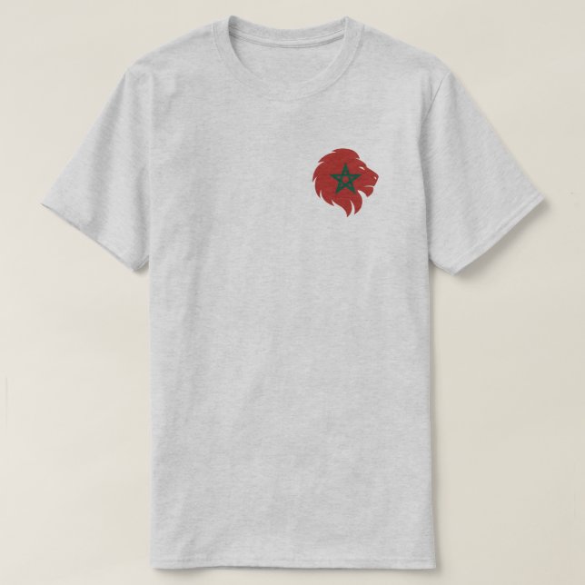 Moroccan Lion Head with Green Star Design T-Shirt (Design Front)