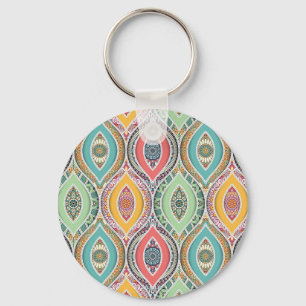 Moroccan mandala colourful ethnic pattern keychain
