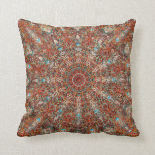 Moroccan mandala pattern in terracotta tones throw pillow