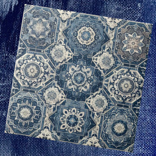 Moroccan Mediterranean Blue & White Tile Pattern