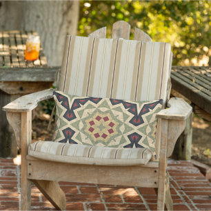 Moroccan Mediterranean Boho Tile Art Pattern Lumbar Pillow