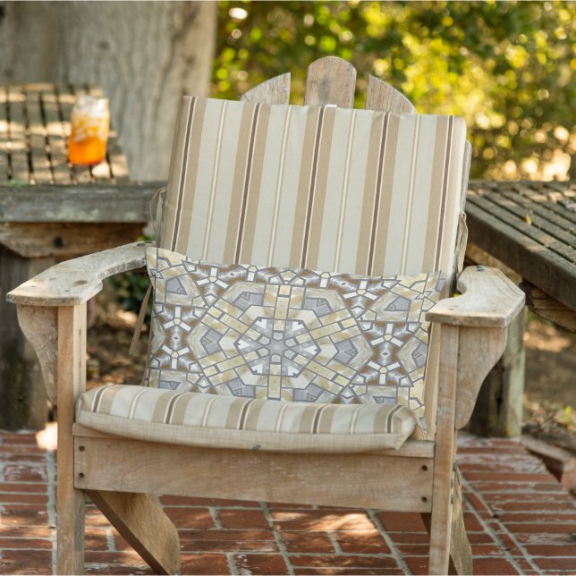 Moroccan Mediterranean Boho Tile Art Pattern Lumbar Pillow (Chair)