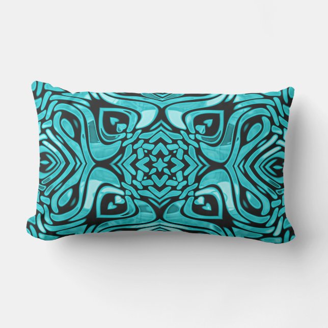 Moroccan Mediterranean Boho Tile Art Pattern Lumbar Pillow (Front)