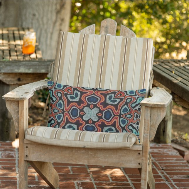 Moroccan Mediterranean Boho Tile Art Pattern Lumbar Pillow (Chair)