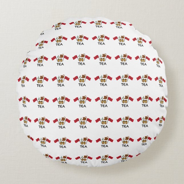 Moroccan Mint Tea, Morocco Flag & Traditional Tea  Round Pillow (Front)