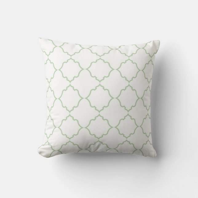 Moroccan Mint with White Throw Pillow (Front)