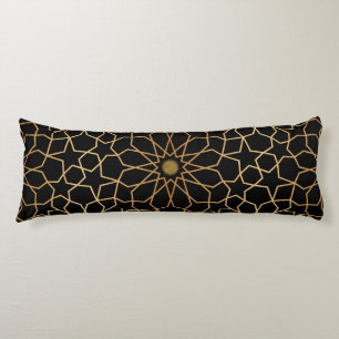 Moroccan Modern Gold Black Mediterranean Pattern Body Pillow