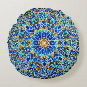 Moroccan Mosaic: Arabic Seamless Design Round Pillow