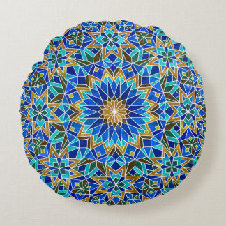 Moroccan Mosaic: Arabic Seamless Design Round Pillow