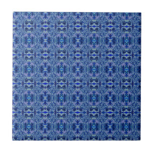 Moroccan mosaic blue geometric pattern tile