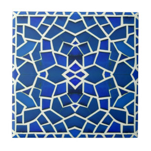 Moroccan mosaic blue white geometric pattern tile