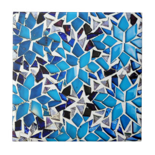 Moroccan mosaic blue white stars geometric pattern tile