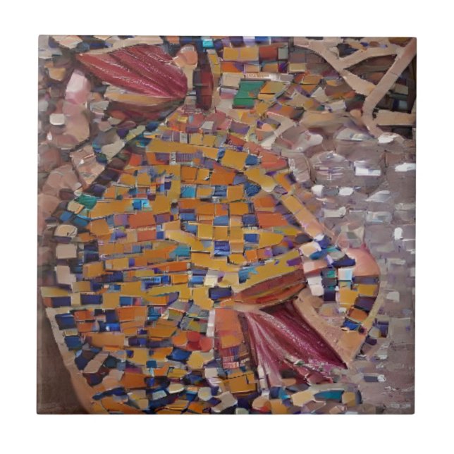 Moroccan mosaic coloured geometric art tile (Front)