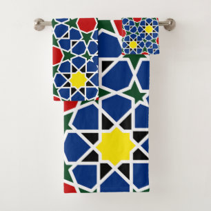  Moroccan Mosaic Geometric Pattern design tile Bath Towel Set