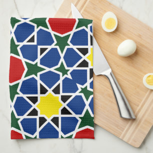 Moroccan Mosaic Geometric Pattern design tile Kitchen Towel