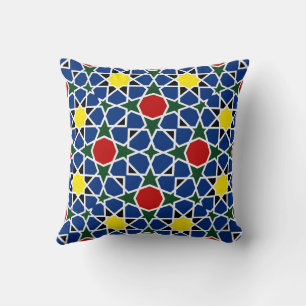  Moroccan Mosaic Geometric Pattern design tile Throw Pillow