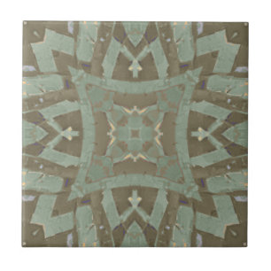 Moroccan mosaic geometric pattern green olive tile