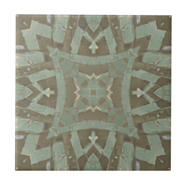 Moroccan mosaic geometric pattern green olive tile (Front)