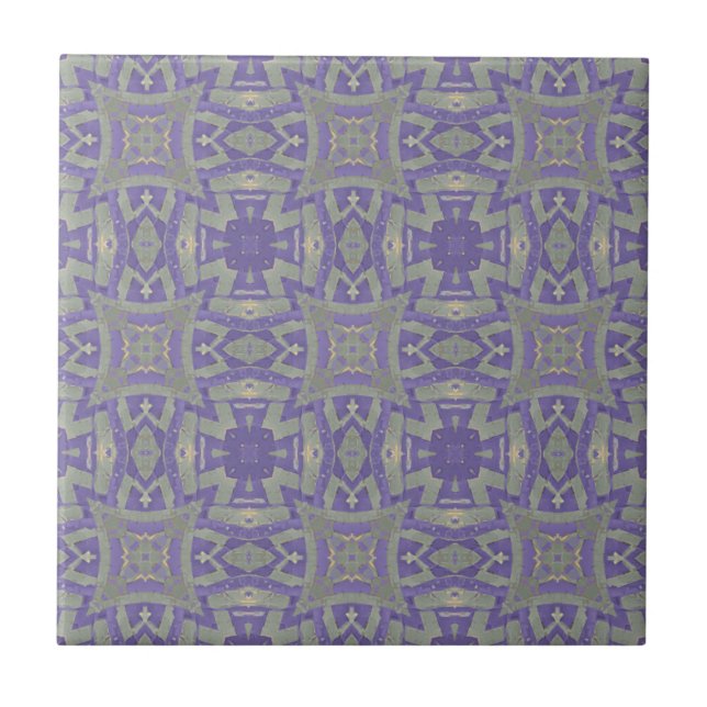 Moroccan mosaic geometric pattern purple olive tile (Front)