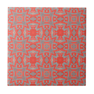 Moroccan mosaic geometric pattern red grey tile