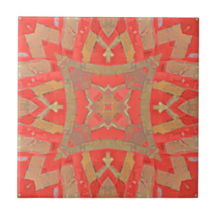 Moroccan mosaic geometric pattern red peach beige tile