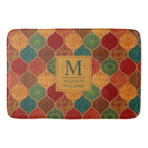 Moroccan Mosaic Geometric Seamless Aztec Pattern Bath Mat