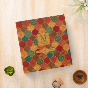 Moroccan Mosaic Geometric Seamless Aztec Pattern Binder