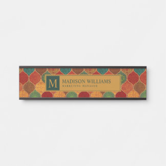 Moroccan Mosaic Geometric Seamless Aztec Pattern Door Sign