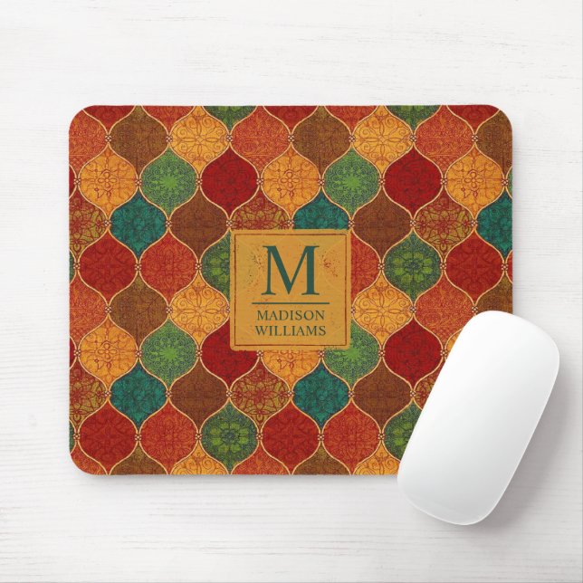 Moroccan Mosaic Geometric Seamless Aztec Pattern Mouse Pad (With Mouse)