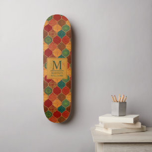 Moroccan Mosaic Geometric Seamless Aztec Pattern Skateboard