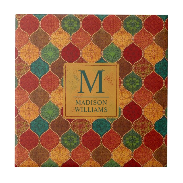 Moroccan Mosaic Geometric Seamless Aztec Pattern Tile (Front)