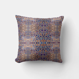 Moroccan mosaic inspired design blue beige  throw pillow