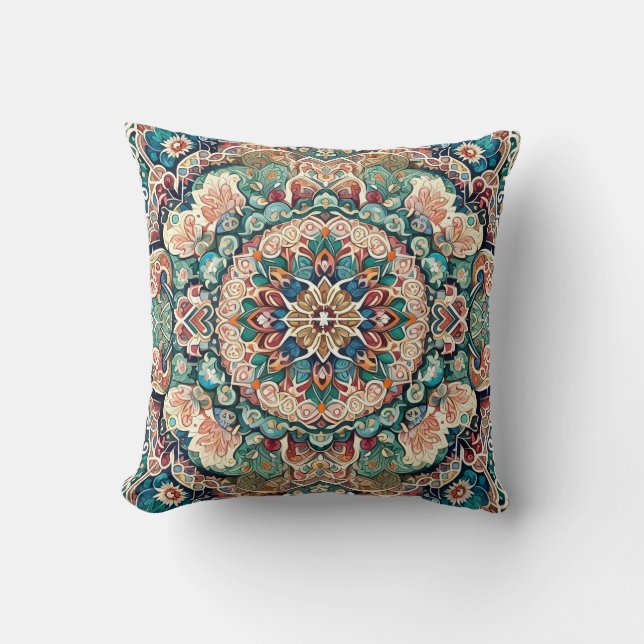 Moroccan Mosaic Magic Throw Pillow (Front)