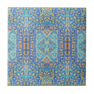 Moroccan mosaic multicolor gold turquoise blue tile