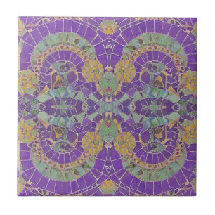 Moroccan mosaic purple turquoise gold geometric tile