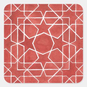 Moroccan mosaic red ROSETTE Square Sticker