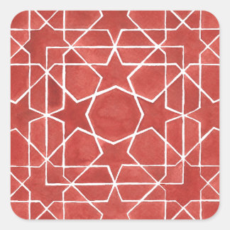 Moroccan mosaic red ROSETTE Square Sticker