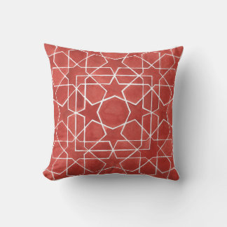 Moroccan mosaic red ROSETTE Throw Pillow