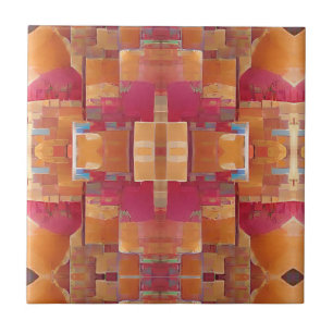 Moroccan mosaic rose gold abstract geometric art tile